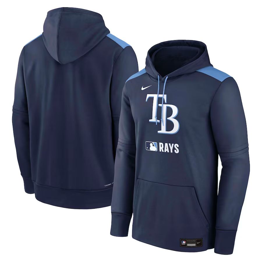 Men 2025 MLB Tampa Bay Rays Drak blue Nike hoodie style 1